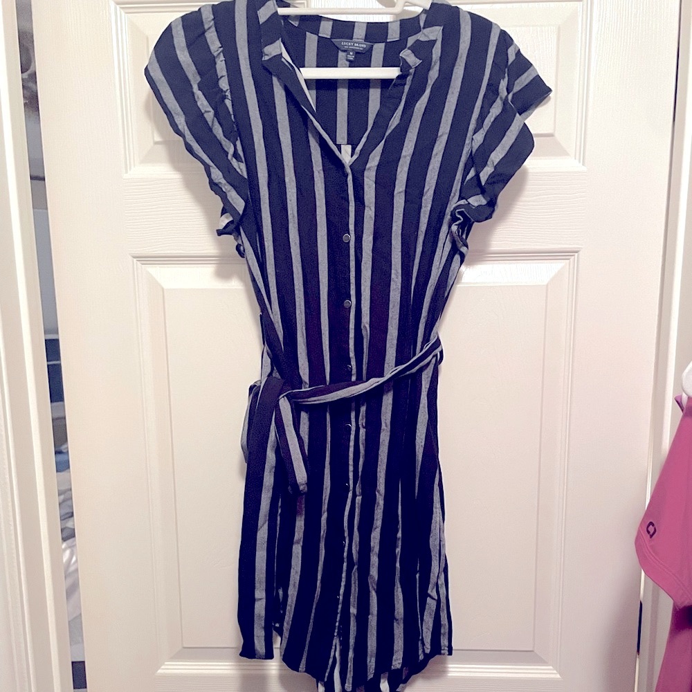 Lucky Brand Navy Button Up mid-length dress